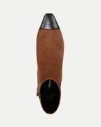 Veronica Beard Cecile Suede Cap-Toe Bootie - Cedar/Black