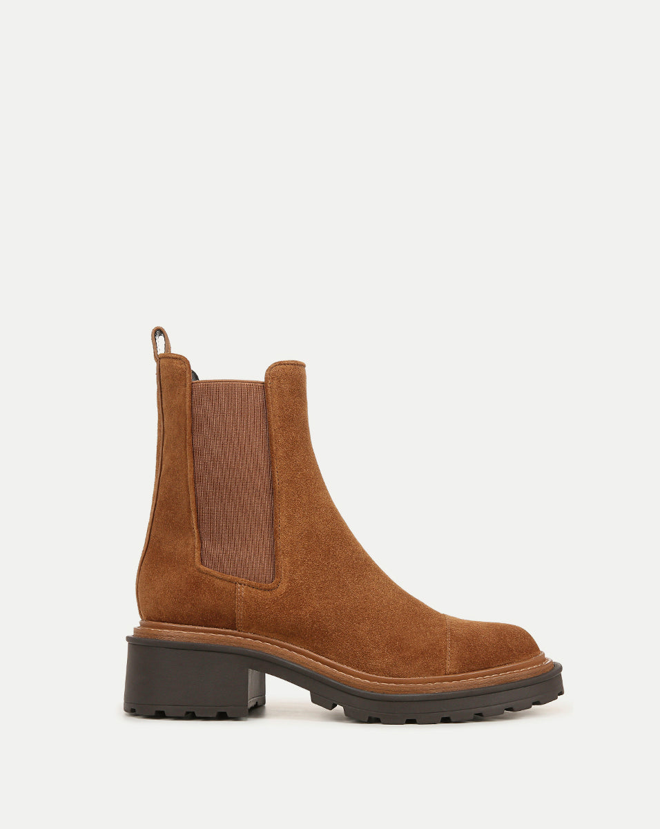 Delilah Suede Bootie in Caramel | Veronica Beard