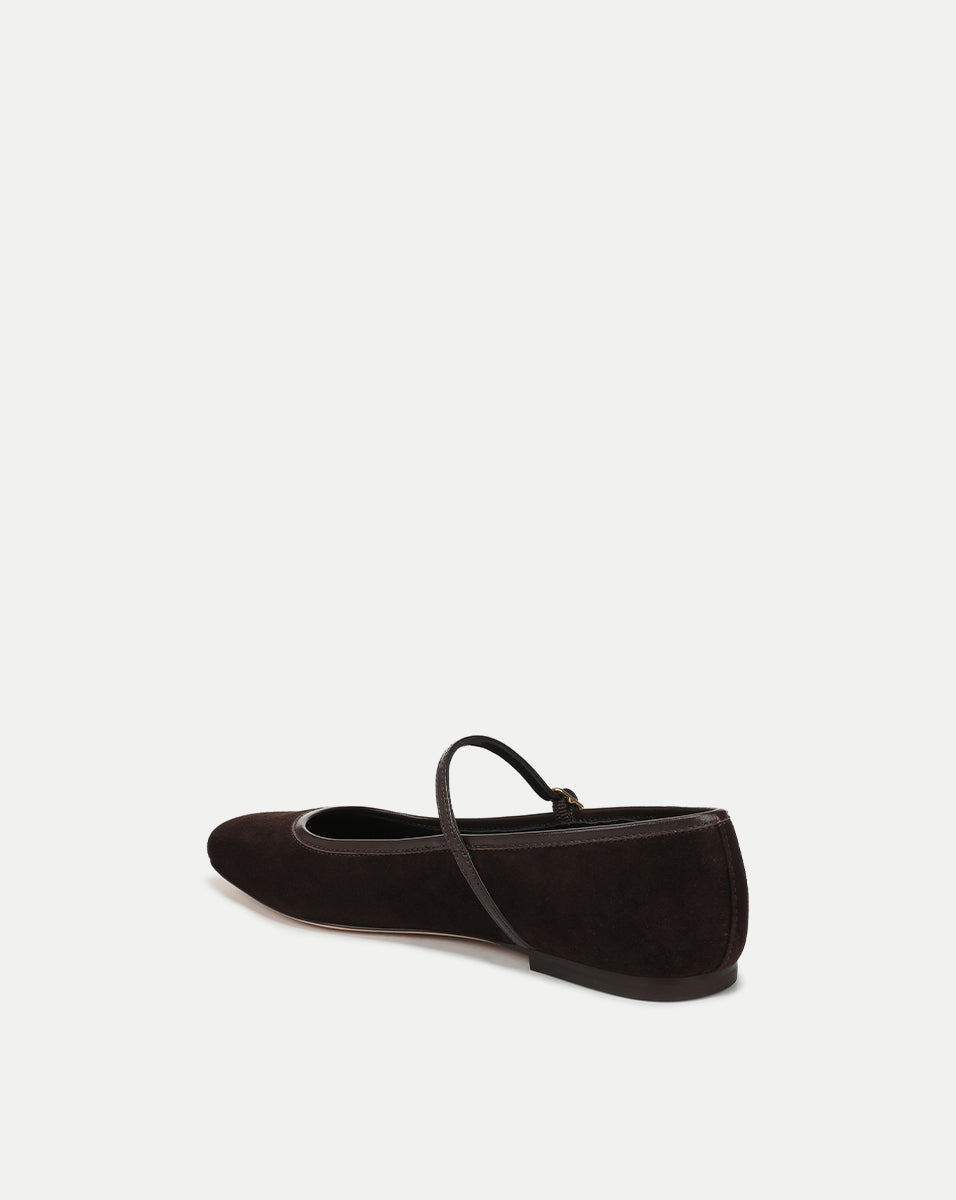 Veronica Beard Ellie Suede Flat - Espresso