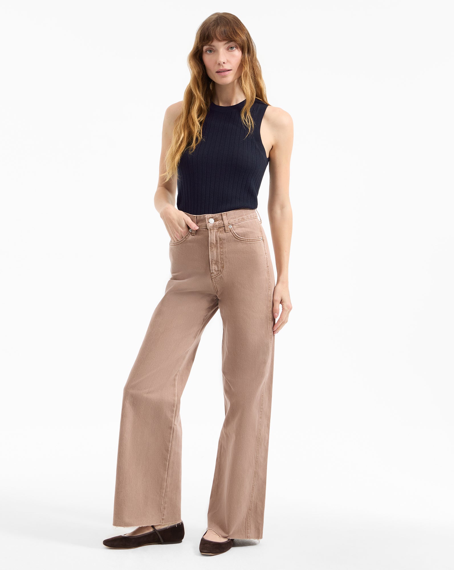 Ellie Suede Flat in Black Espresso | Veronica Beard