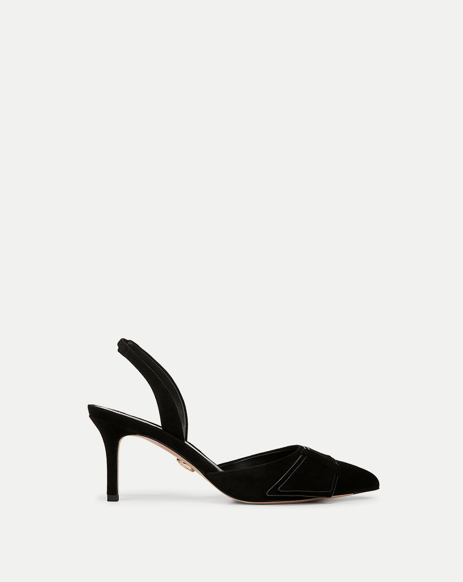 Lisbeth Suede Slingback Pump in Black | Veronica Beard