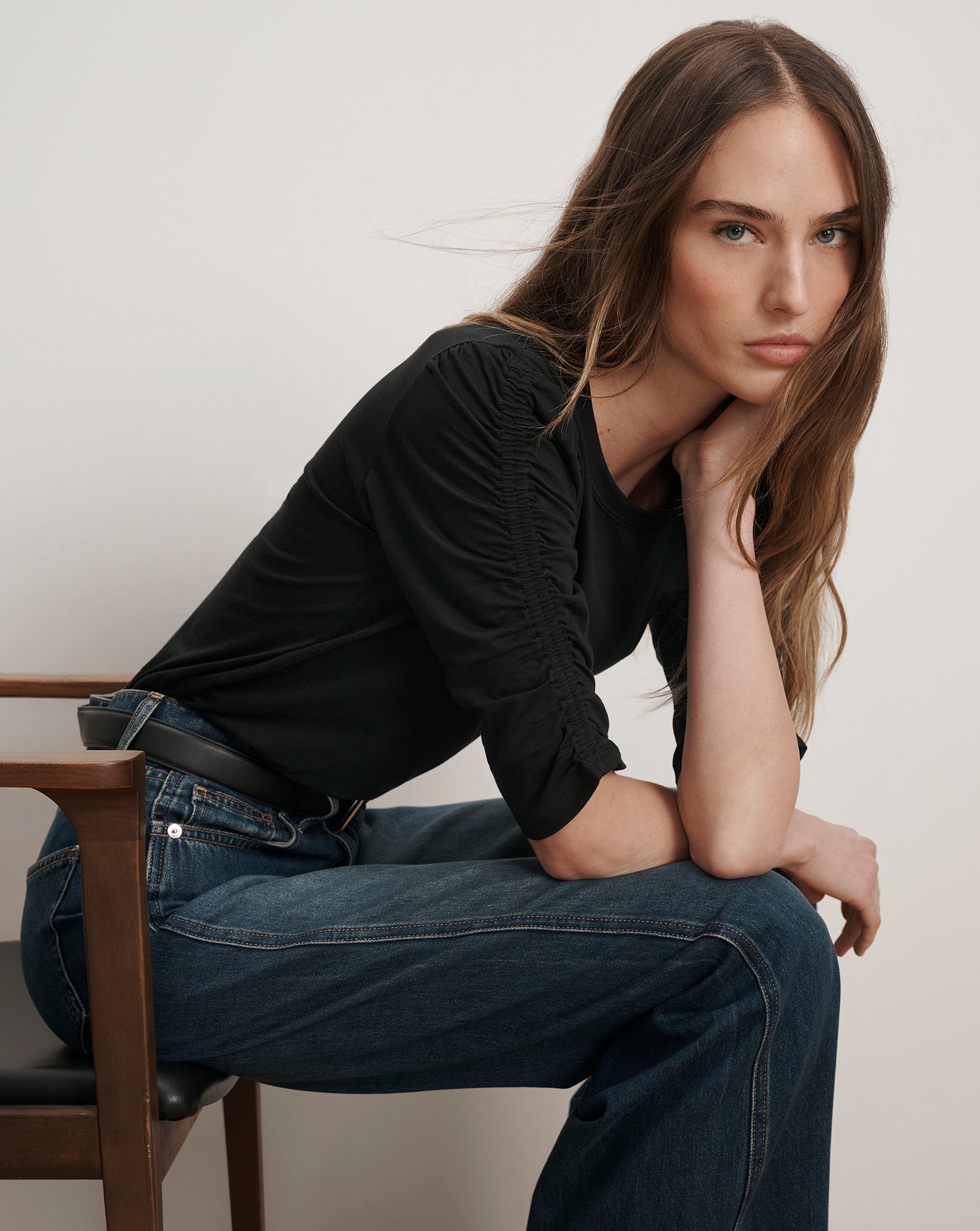 Waldorf Ruched-Sleeve Tee | Veronica Beard