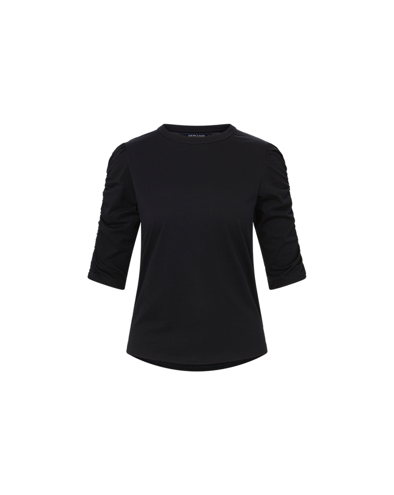 Benedict Crewneck Short-Sleeve T-Shirt in Black | Veronica Beard