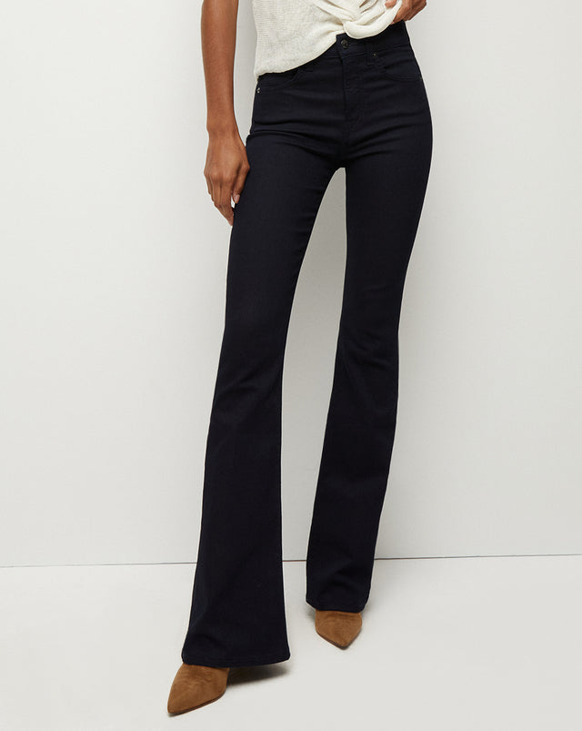 High Rise Fit and Flare Button Fly Pants
