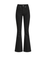 Veronica Beard Black flare denim jeans with button closure.