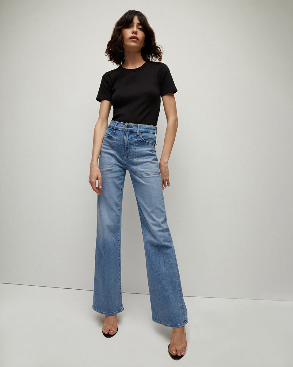 Crosbie Patch Pocket Wide-Leg Jeans in Amethyst | Veronica Beard