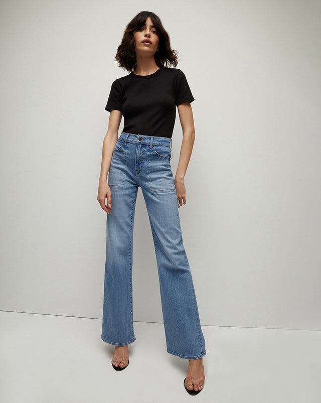 High-Rise Wide-Leg Crosbie Jeans | Patch Pockets | Veronica Beard
