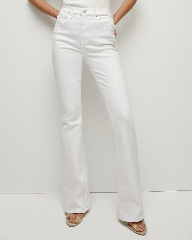 Beverly Skinny Flared White Jeans | Veronica Beard