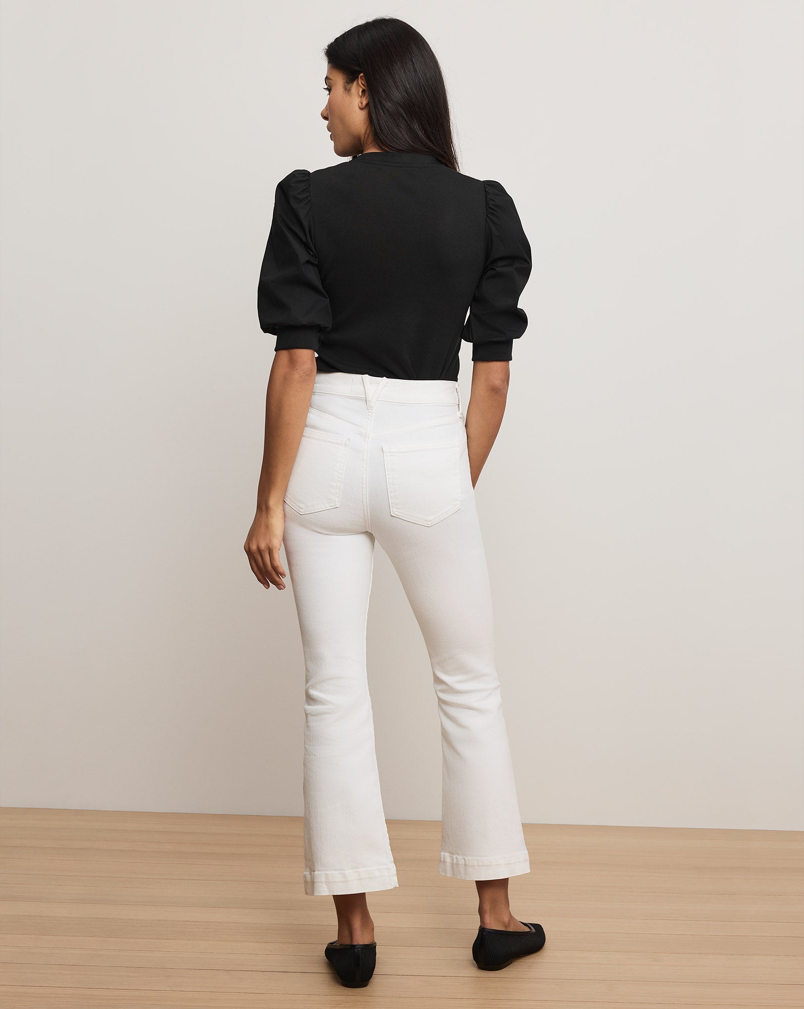 Coralee Puff-Sleeve Tee in Black | Veronica Beard