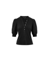 Veronica Beard Coralee Puff-Sleeve Top - Black