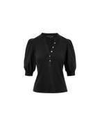 Veronica Beard Coralee Puff-Sleeve Top - Black
