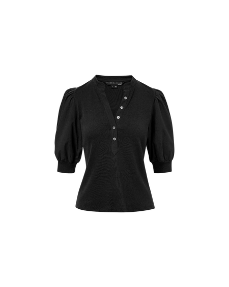 Veronica Beard Coralee Puff-Sleeve Top - Black