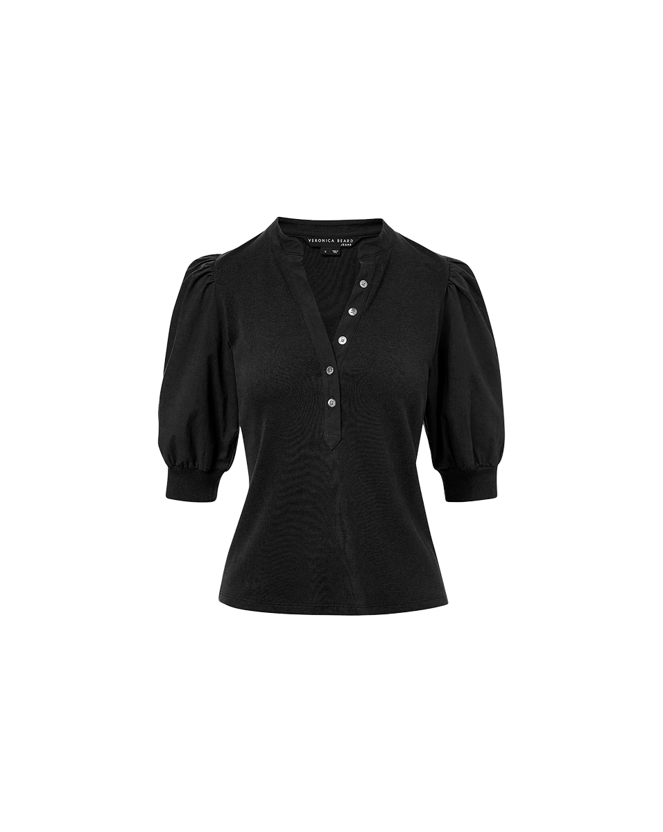 Coralee Puff-Sleeve Tee in Black | Veronica Beard