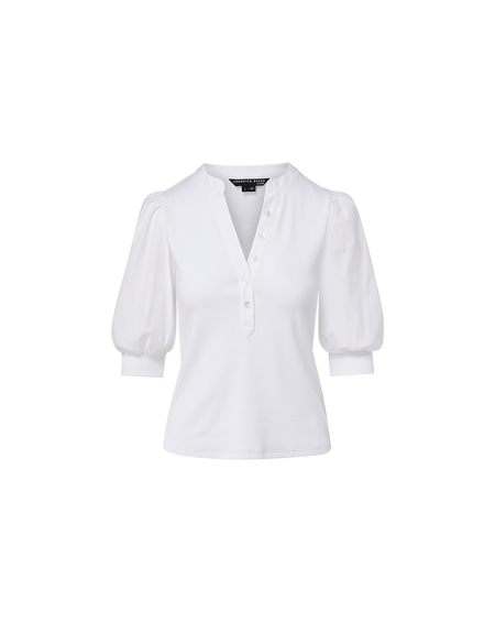 Veronica Beard Coralee Puff-Sleeve Top - White