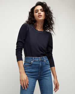 Veronica Beard Mason Baseball Tee - Navy