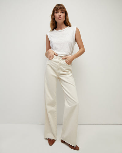 Veronica Beard Taylor Wide-Leg Jean - Ecru