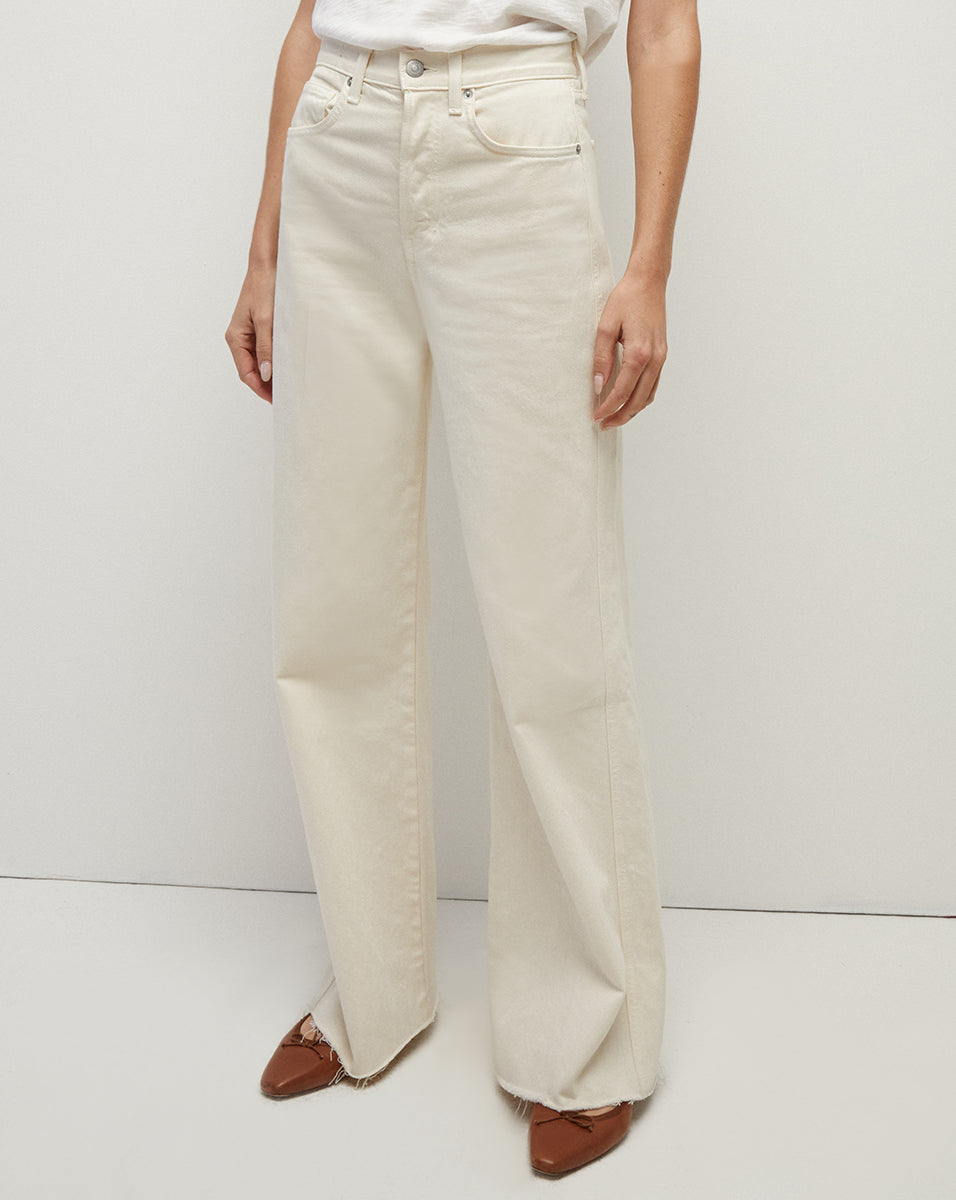 Veronica Beard Taylor Wide-Leg Jean - Ecru