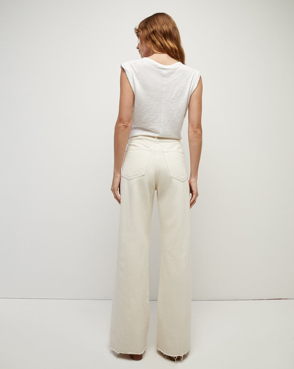 Veronica Beard Taylor Wide-Leg Jean - Ecru