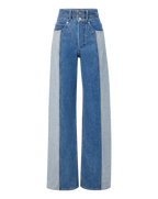 Veronica Beard Taylor Two-Tone Wide-Leg Jean - Neptune
