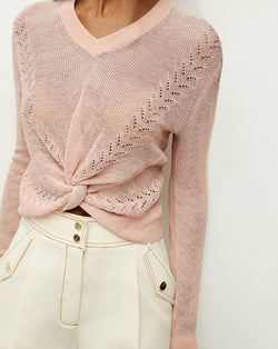 Soren Twist-Front Sweater - Dusty Pink