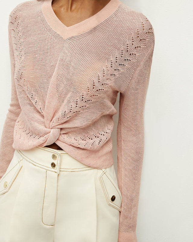 Soren Twist-Front Sweater - Dusty Pink - 1