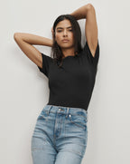 Veronica Beard Pruitt Ribbed T-Shirt - Black