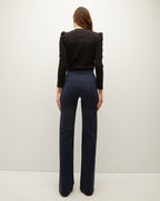 Veronica Beard Crosbie Slim Wide-Leg Pant - Navy
