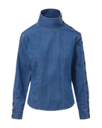 Veronica Beard Fauri Asymmetrical Denim Shirt - Cornflower