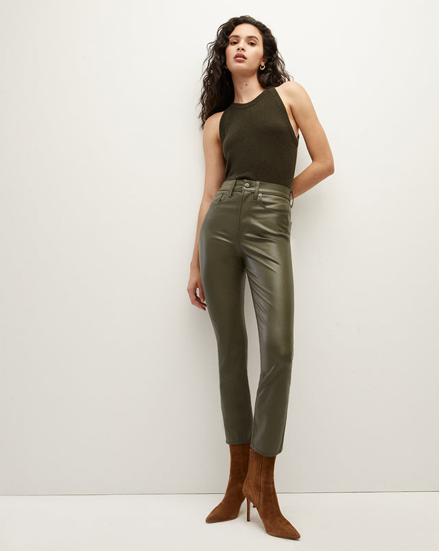 Zara Woman Coloured Faux Leather Trousers Pant Green Size M 7901/203 | eBay