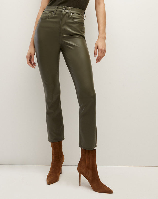 Carly Kick-Flare Vegan Leather Pant - Loden - 2