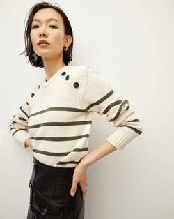 Virke Striped Sweater - Ecru/Loden