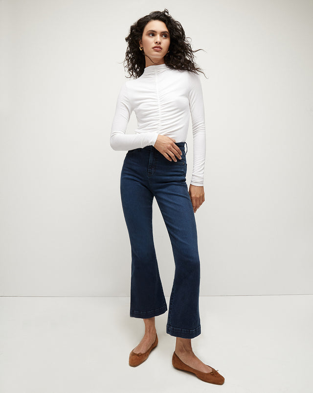 Beatrix High Waisted Flare Jean in white
