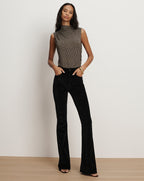 Veronica Beard Beverly Velvet Skinny-Flare Pant - Black