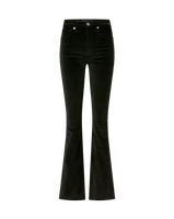 Veronica Beard Black velvet flared jeans with button closure.