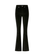 Veronica Beard Black velvet flared jeans with button closure.
