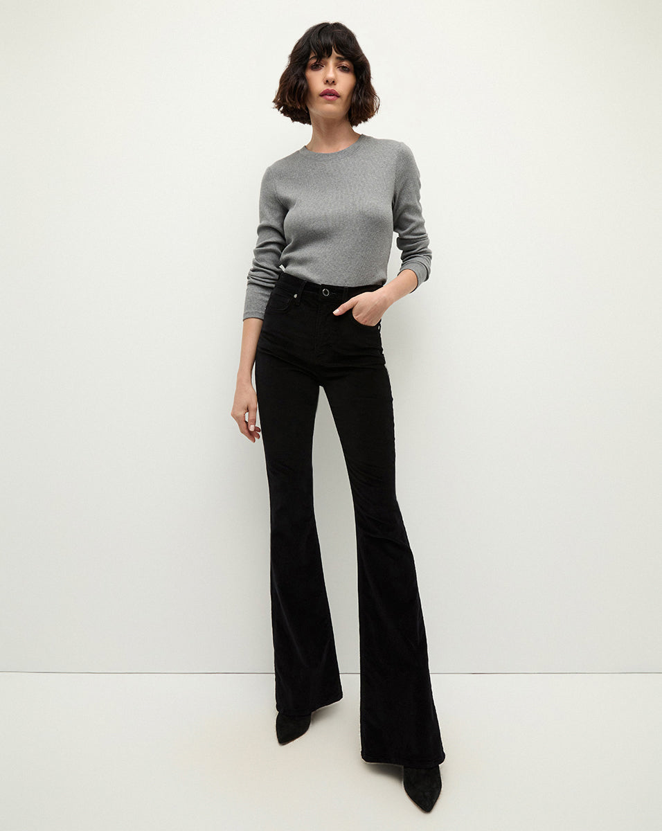 Beverly Velvet Skinny-Flare Pant in Black | Veronica Beard