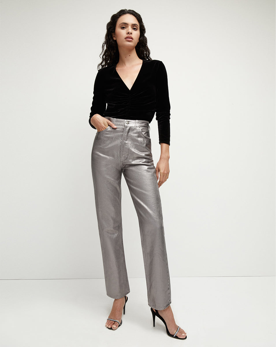 Daniela Metallic Jeans (Straight Leg) | Veronica Beard