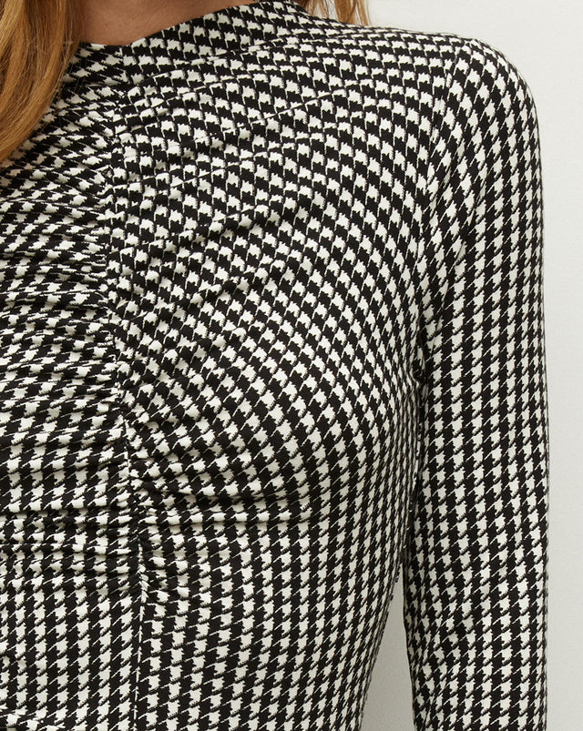 Mizani Ruched Dress - Off-White/Black