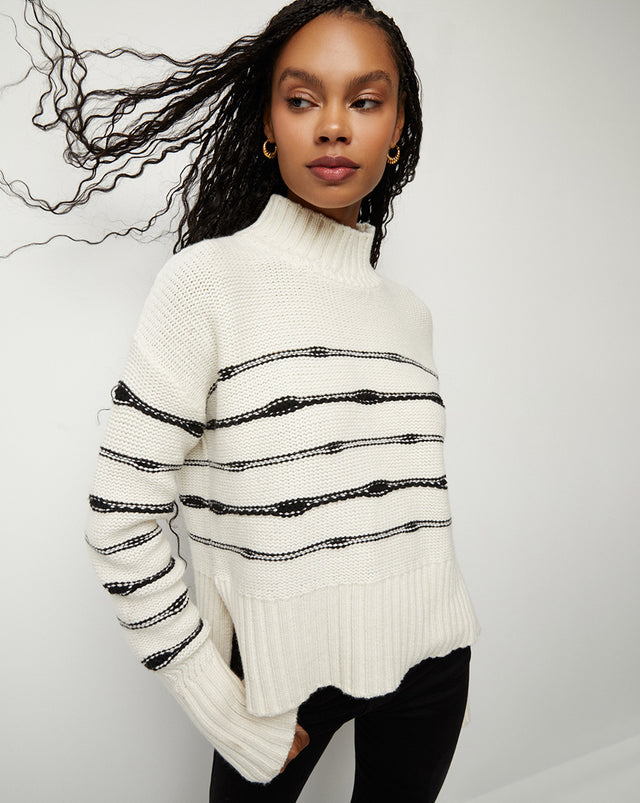 Viori Black & White Striped Sweater | Veronica Beard