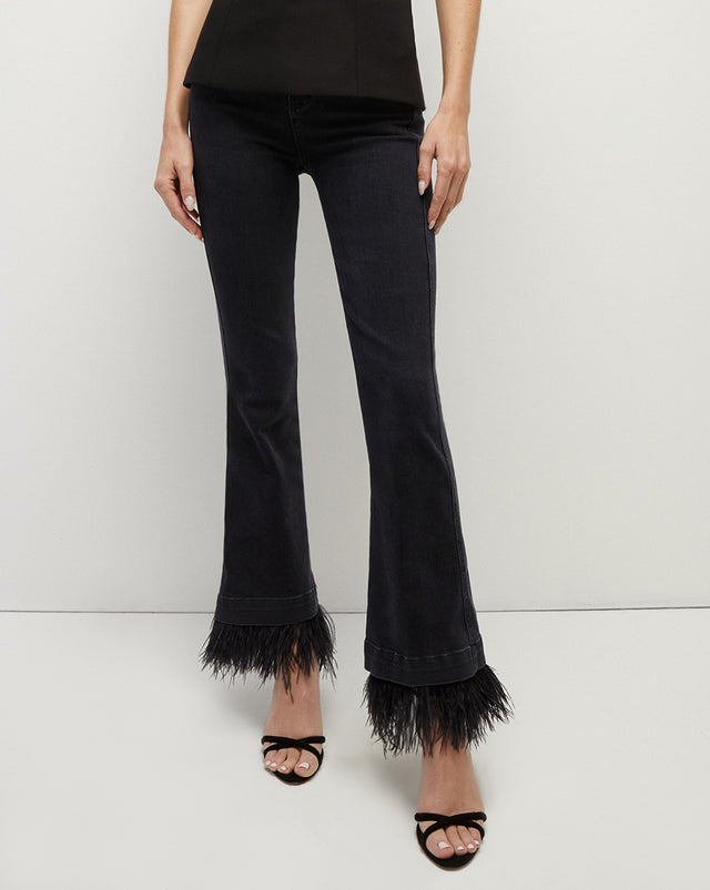 Carson Kick-Flare Jean | Feather Trim - Washed Onyx - 2