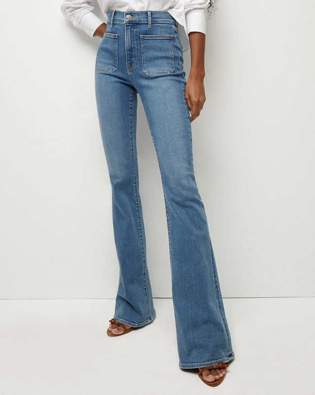 Shop Veronica Beard Beverly Skinny Flare Patch Pocket Jeans