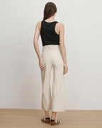 Veronica Beard Taylor Cropped Wide-Leg Jean - Ecru