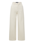 Veronica Beard Taylor Cropped Wide-Leg Jean - Ecru