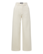 Veronica Beard Taylor Cropped Wide-Leg Jean - Ecru