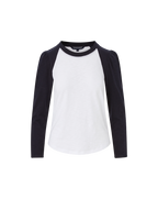 Veronica Beard Mason Baseball Tee - White/Navy