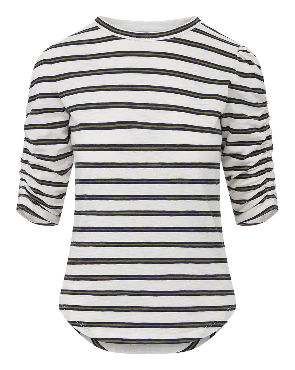 Veronica Beard Akeela Striped Tee in off-white multi Size shops S