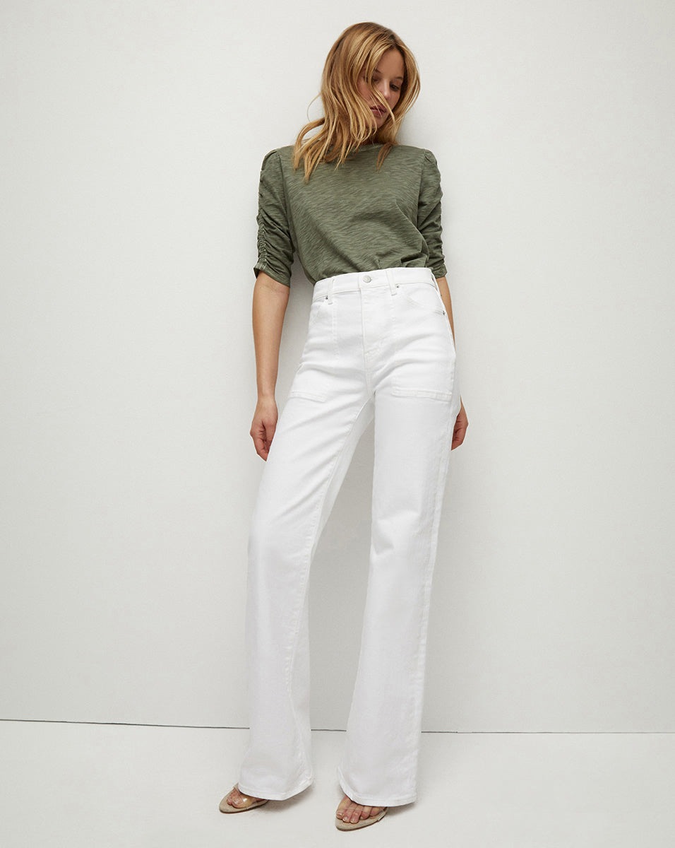 
Crosbie Patch Pockets Slim Wide-Leg Jean - White