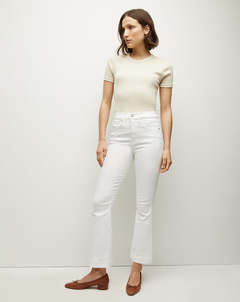 Carson Kick-Flare Jean in White | Veronica Beard