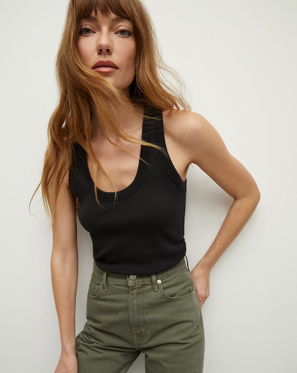 Birke Scoopneck Tank in Black | Veronica Beard