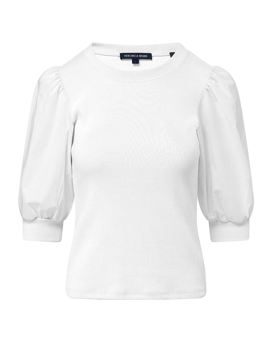Coralee Crewneck Top in White | Veronica Beard